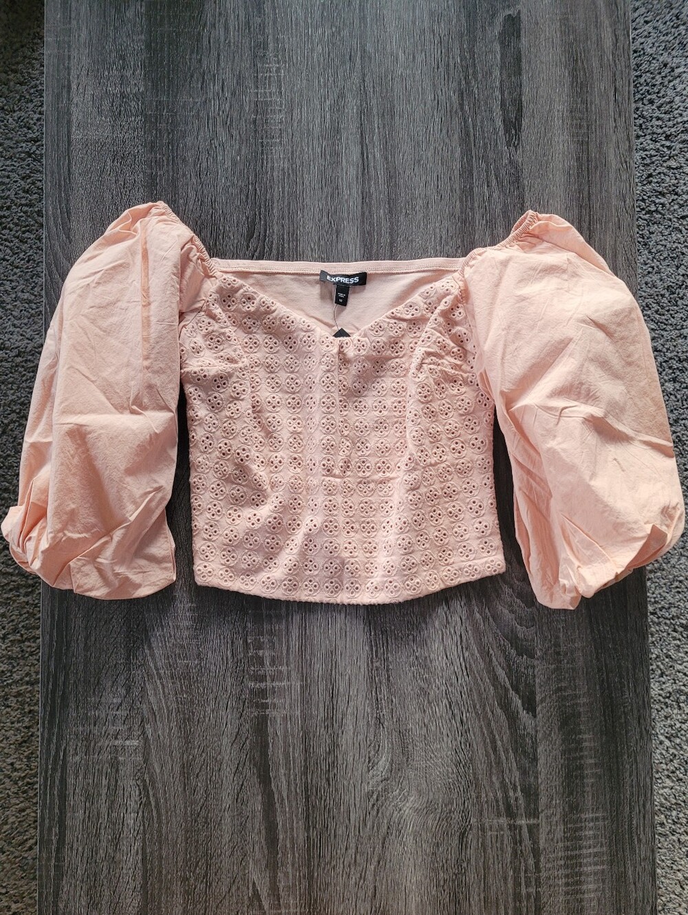 NWT Express Eyelet Puff Sleeve Top